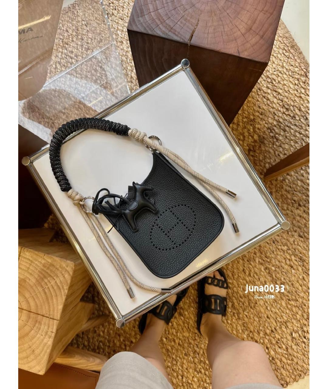 HERMES Черная кожаная сумка через плечо, фото 9