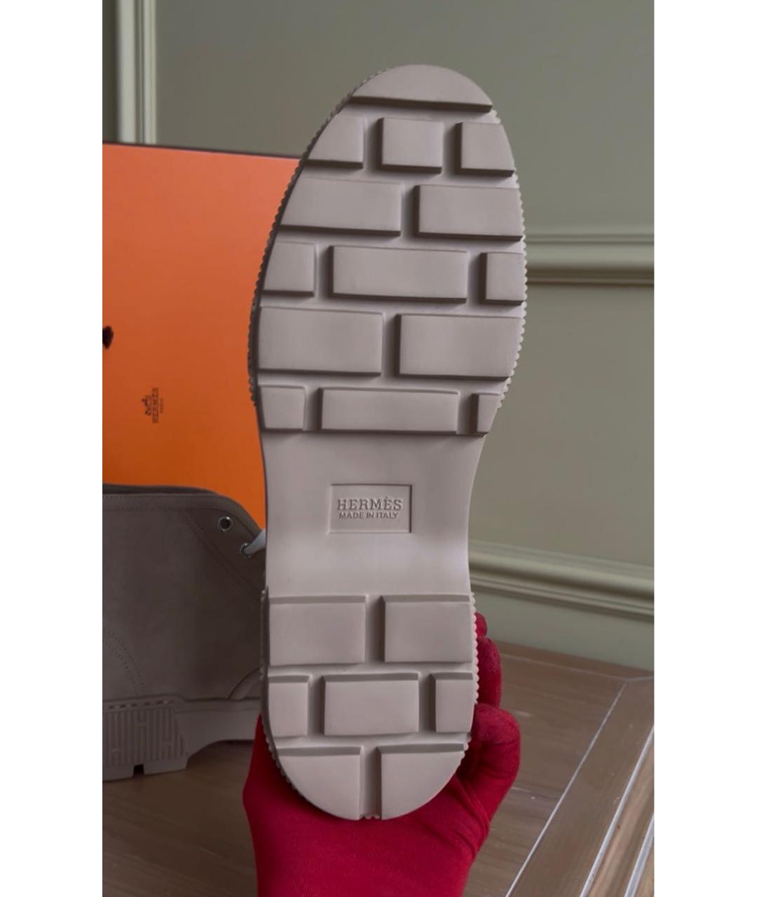 HERMES Бежевые замшевые ботинки, фото 7