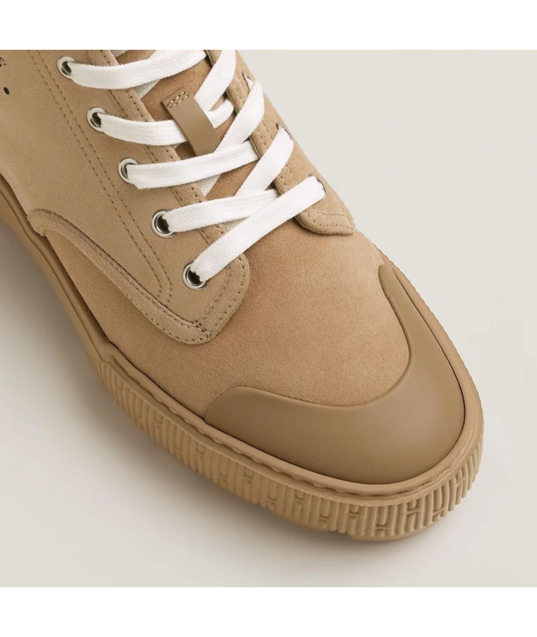 HERMES Бежевые замшевые ботинки, фото 5