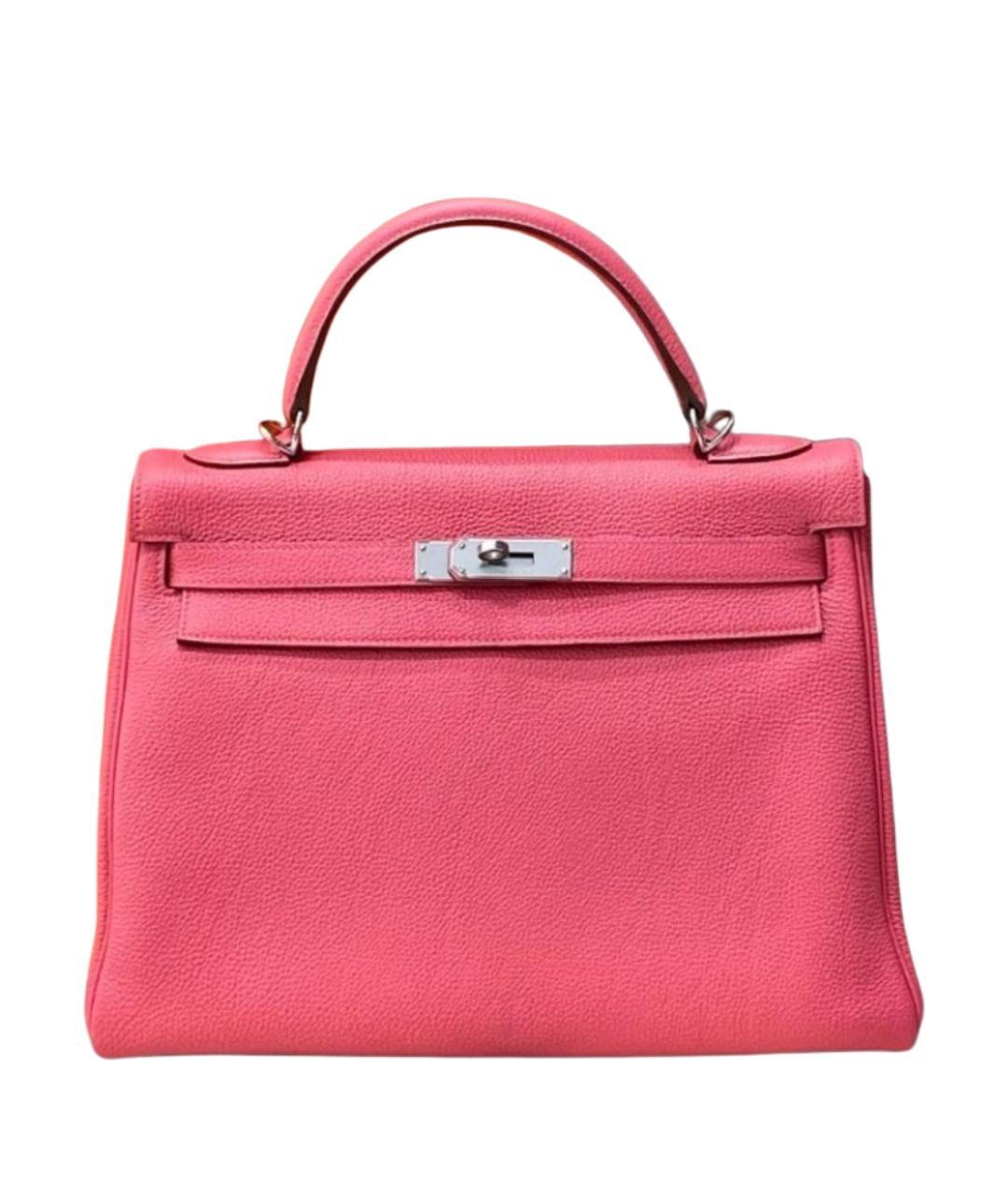HERMES Розовая кожаная сумка с короткими ручками, фото 11