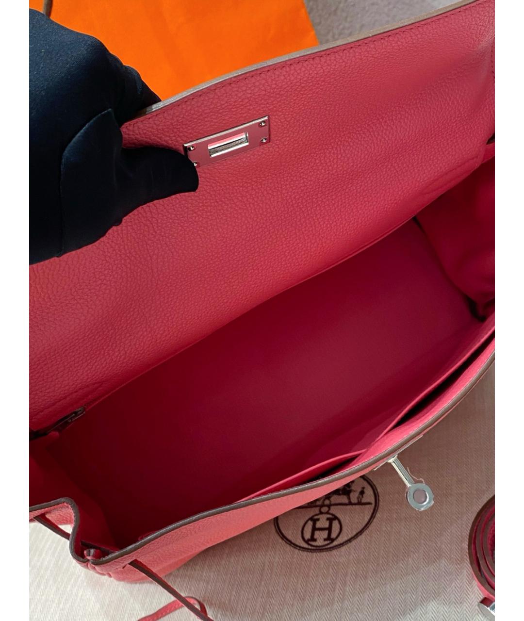 HERMES Розовая кожаная сумка с короткими ручками, фото 8