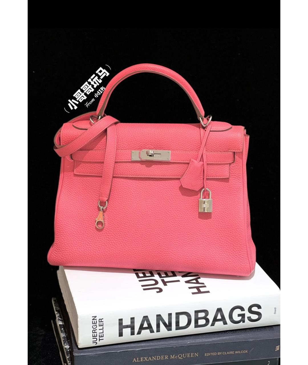HERMES Розовая кожаная сумка с короткими ручками, фото 9