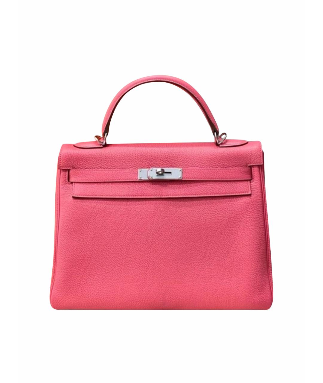HERMES Розовая кожаная сумка с короткими ручками, фото 1