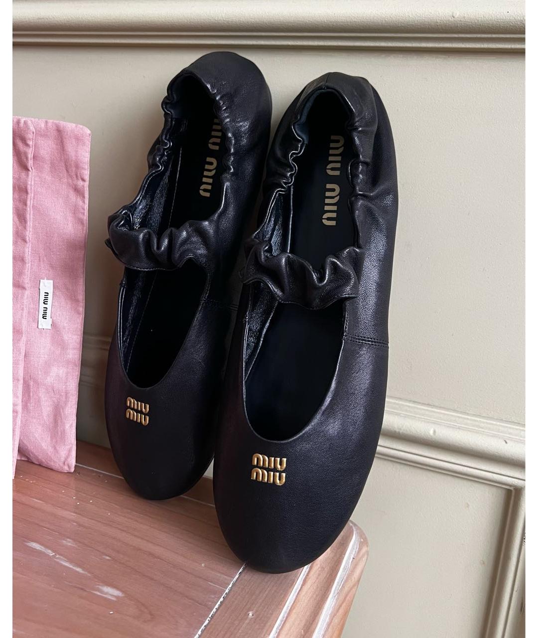 MIU MIU Черные кожаные балетки, фото 5