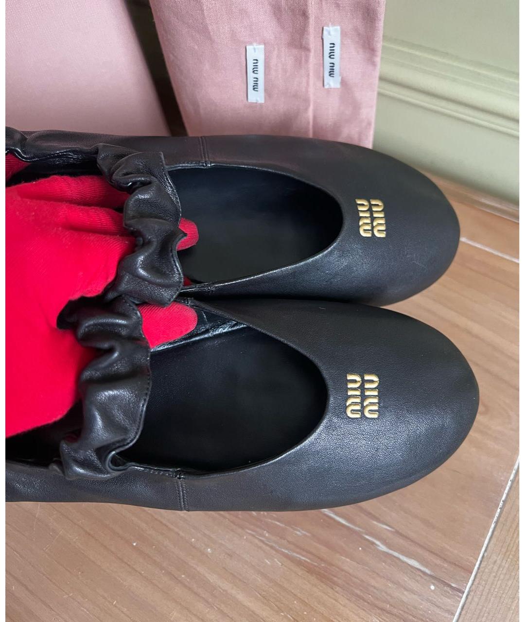 MIU MIU Черные кожаные балетки, фото 7
