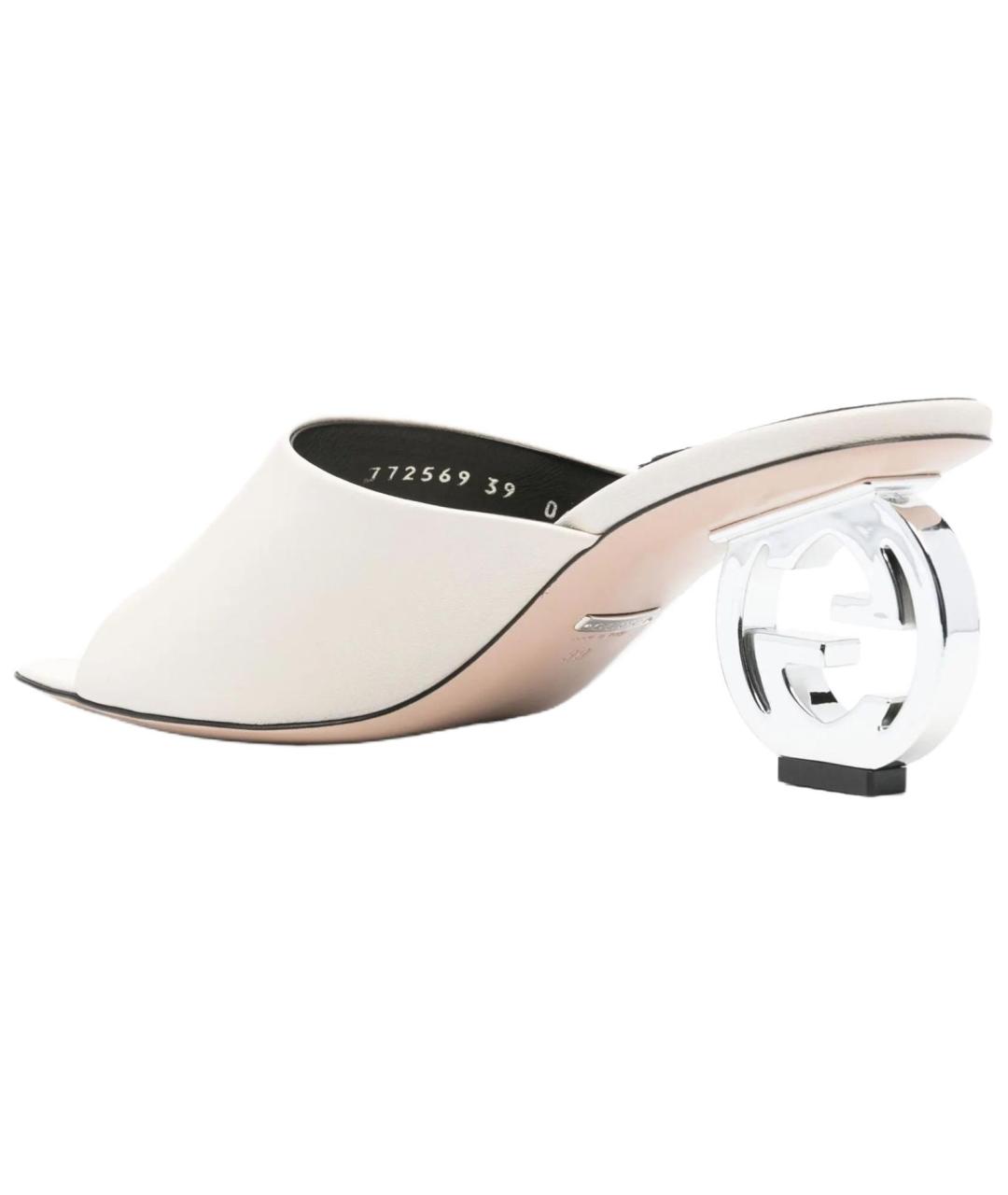 GUCCI Белые кожаные сандалии, фото 4