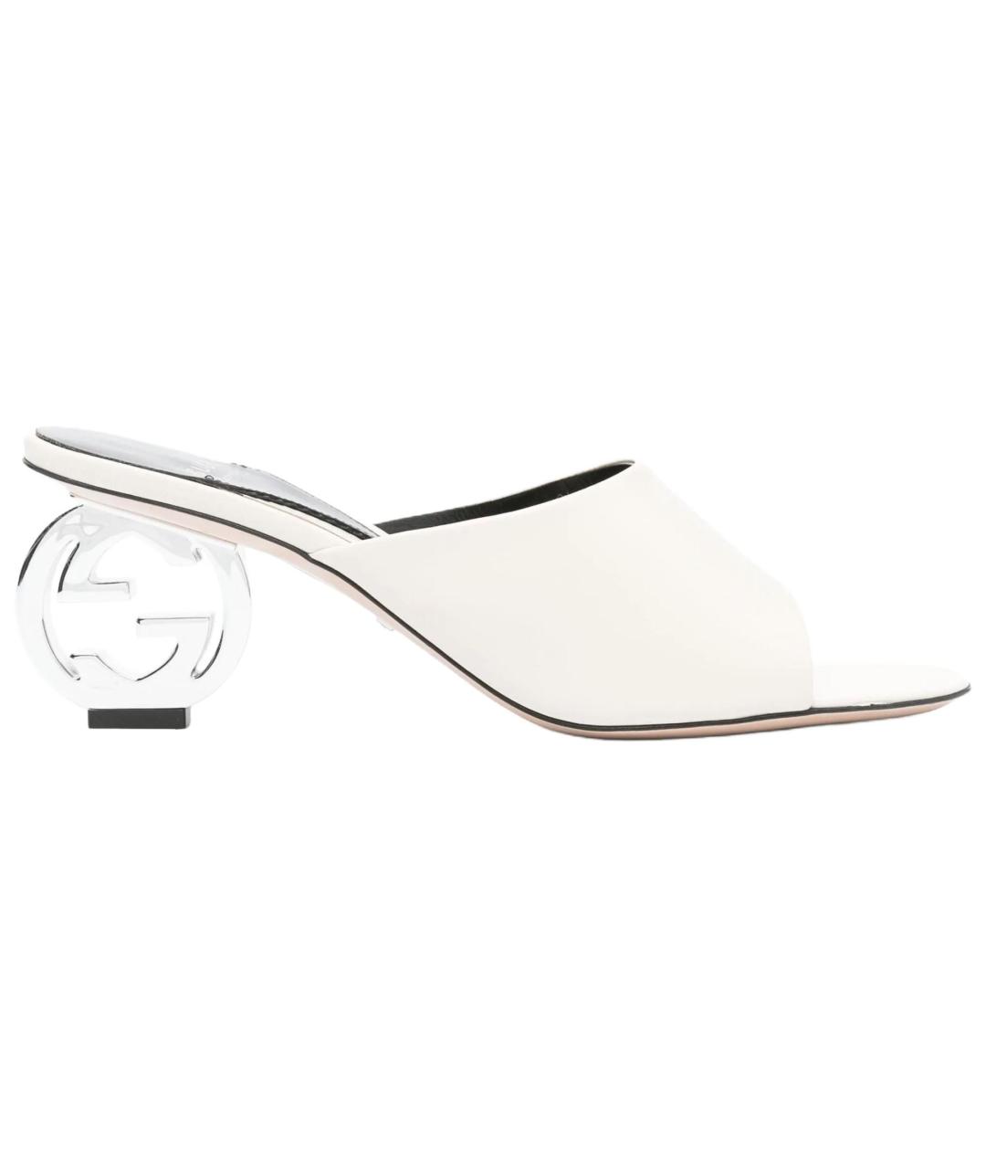 GUCCI Белые кожаные сандалии, фото 1