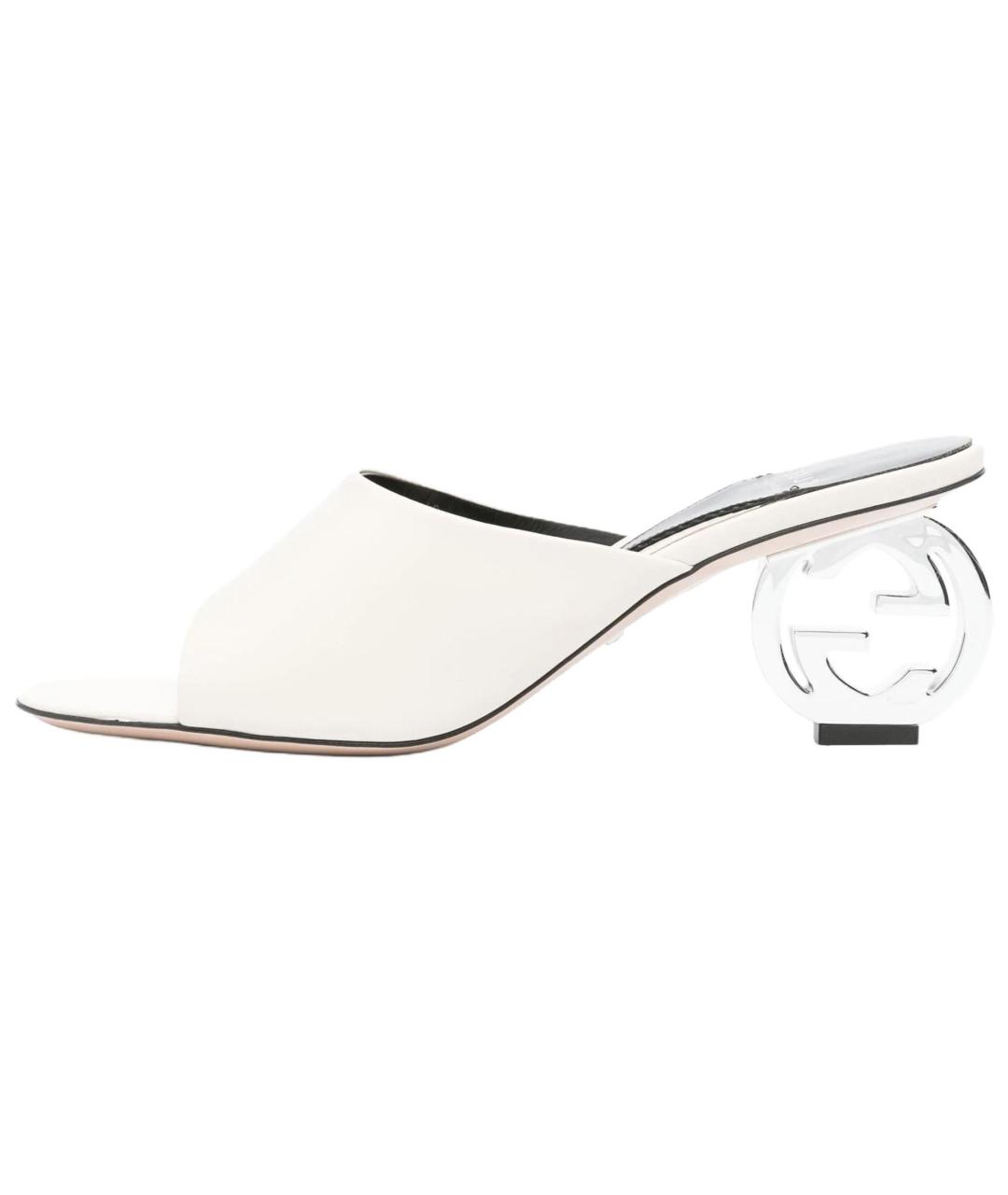 GUCCI Белые кожаные сандалии, фото 2