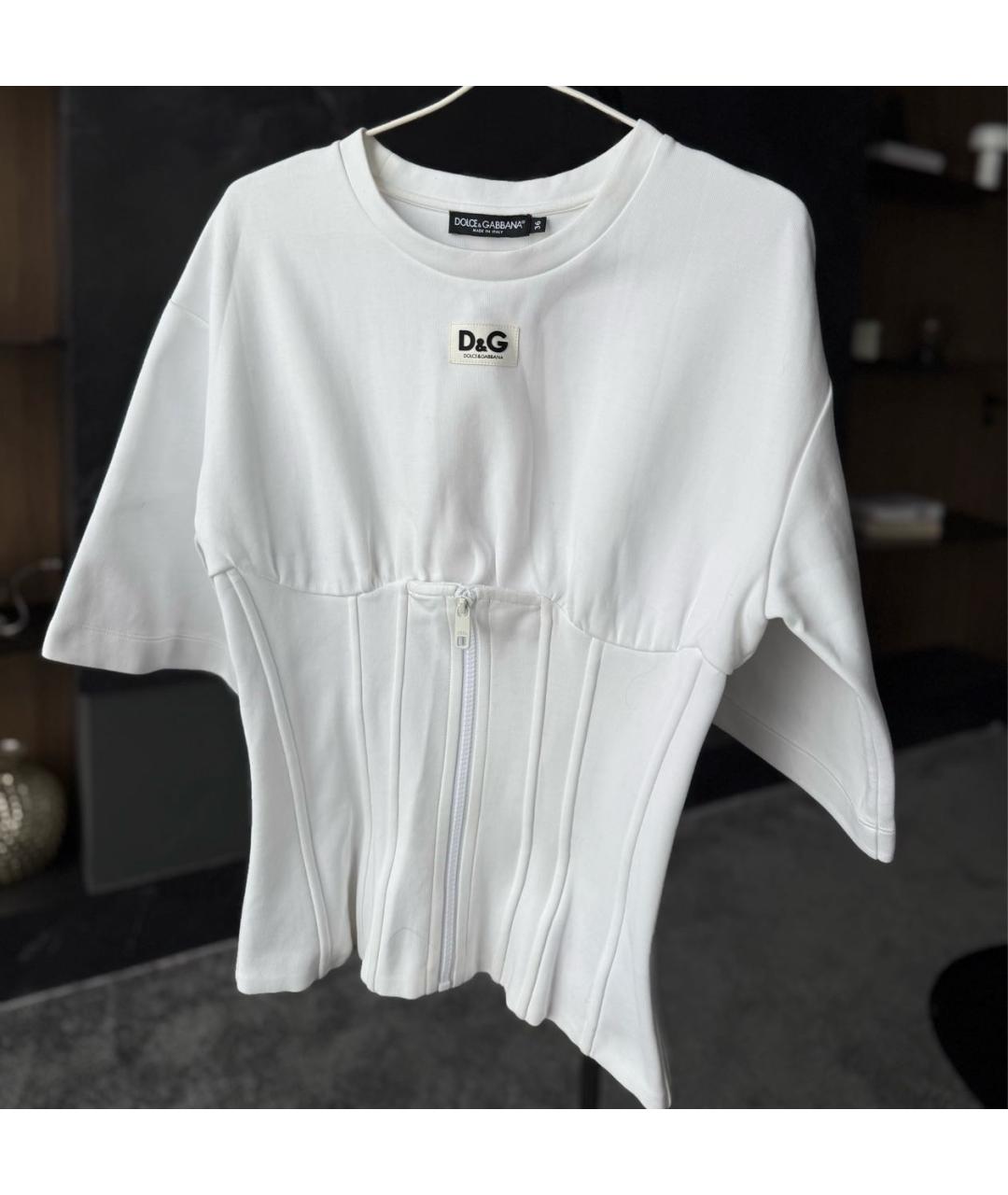 DOLCE&GABBANA Белая хлопковая футболка, фото 5