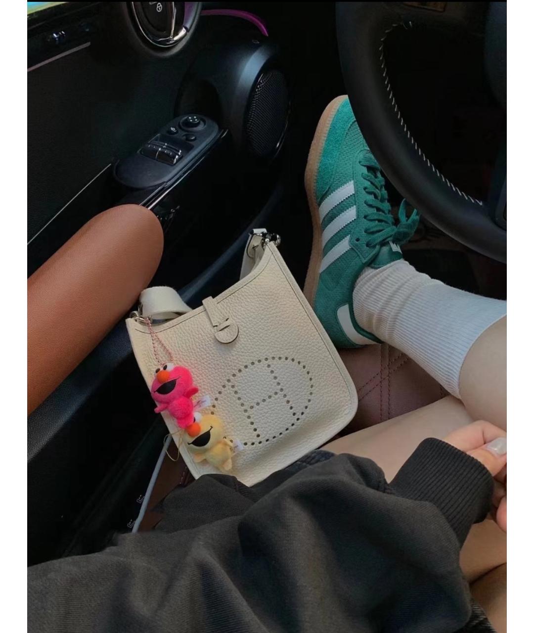 HERMES Белая кожаная сумка через плечо, фото 9