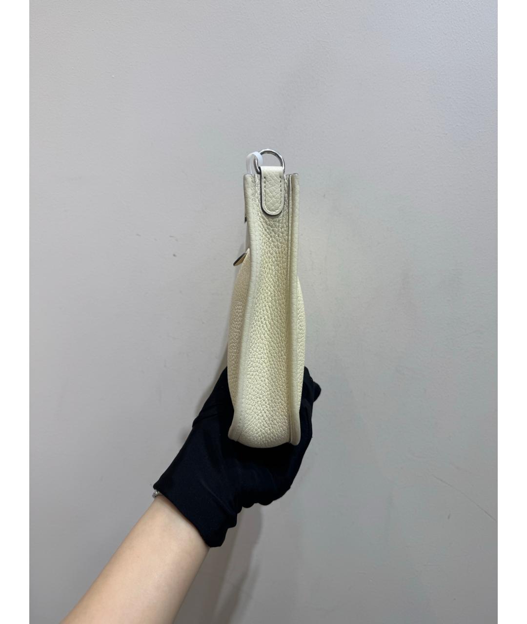 HERMES Белая кожаная сумка через плечо, фото 5