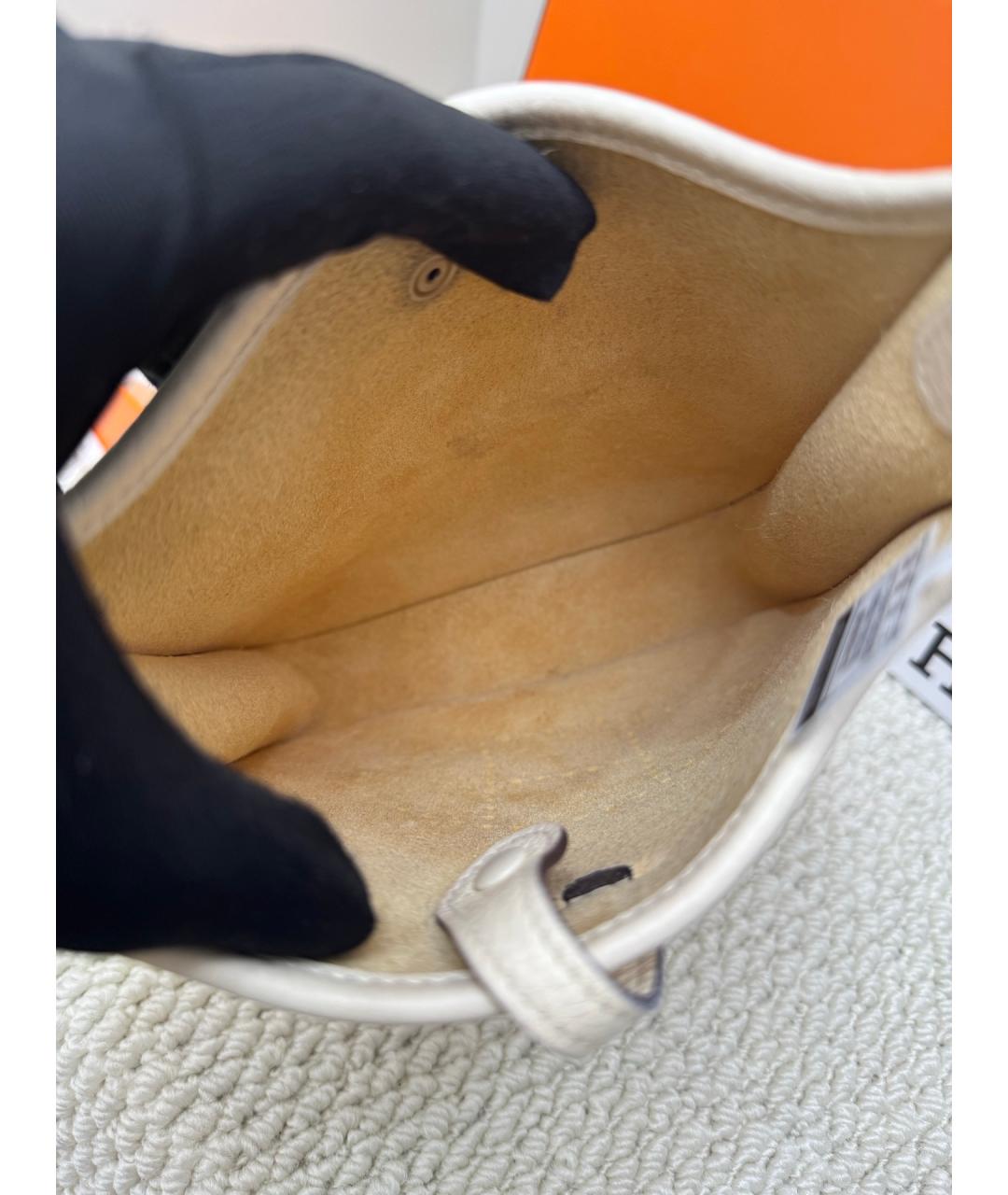 HERMES Белая кожаная сумка через плечо, фото 7