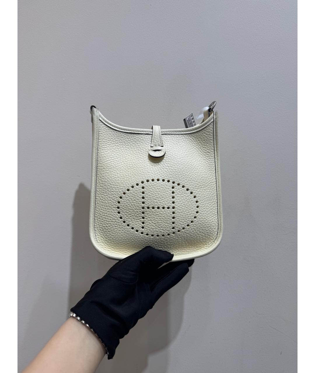 HERMES Белая кожаная сумка через плечо, фото 10