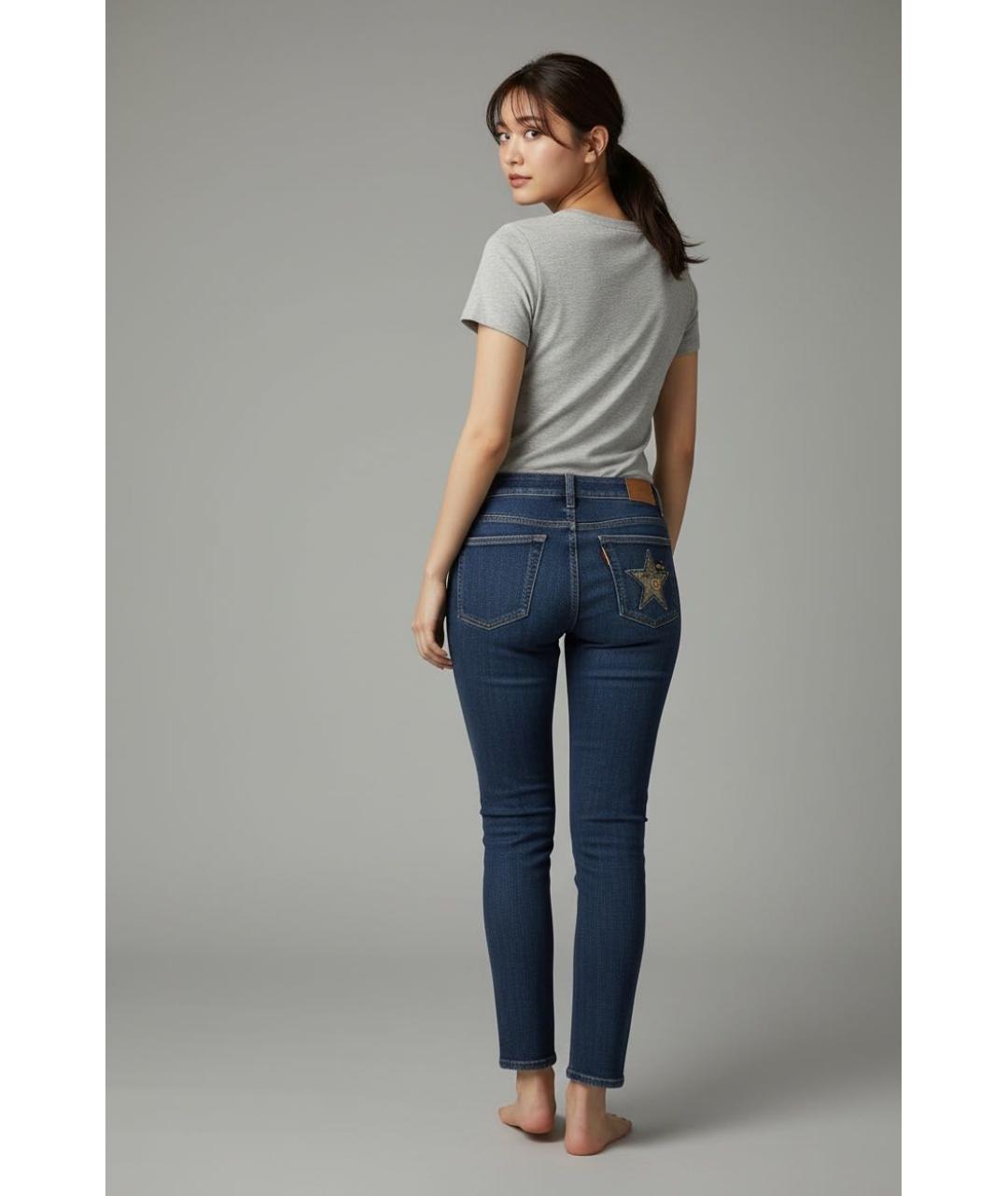 GUCCI Темно-синие хлопко-эластановые джинсы слим, фото 2