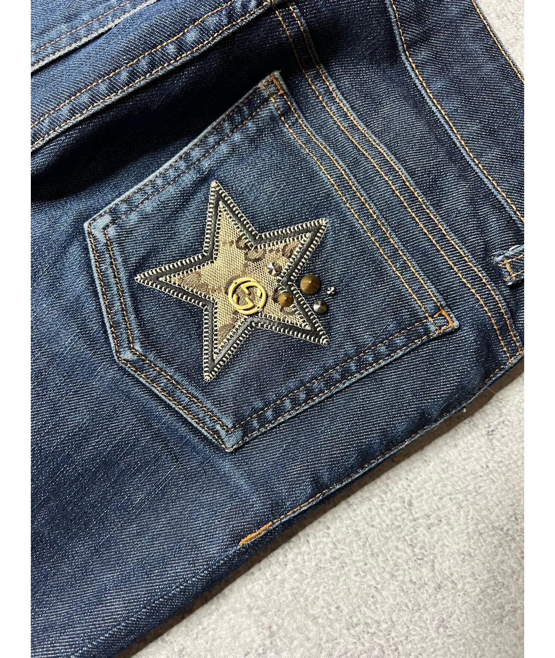 GUCCI Темно-синие хлопко-эластановые джинсы слим, фото 6