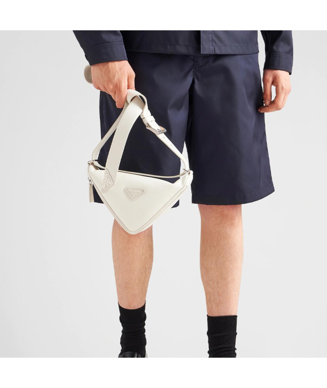 PRADA Белая кожаная поясная сумка, фото 5