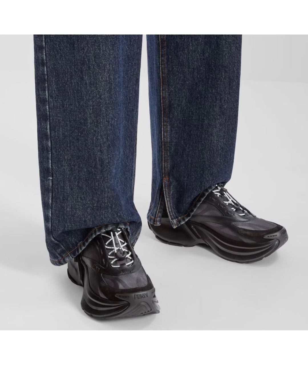 FENDI Черные кожаные кроссовки, фото 5