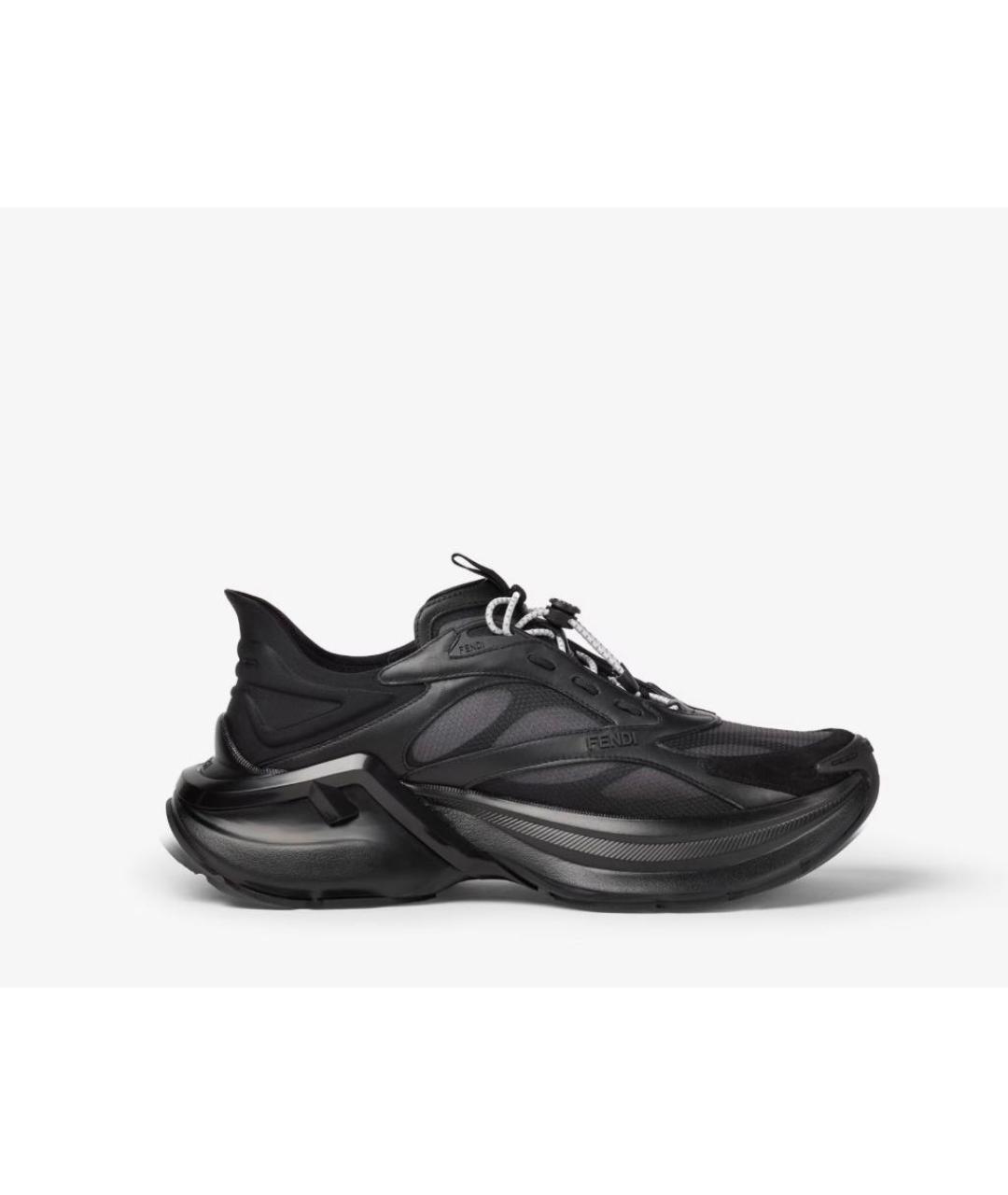 FENDI Черные кожаные кроссовки, фото 6