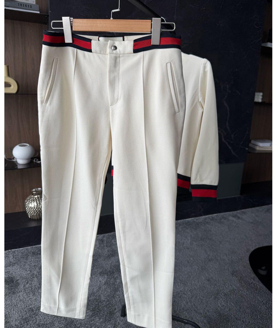 GUCCI Белые полиамидовые брюки узкие, фото 5