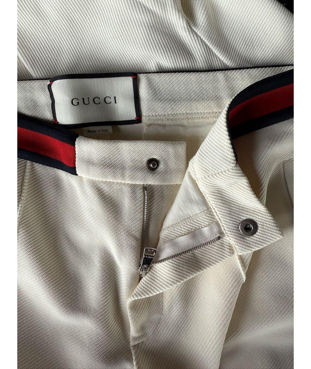 GUCCI Белые полиамидовые брюки узкие, фото 3