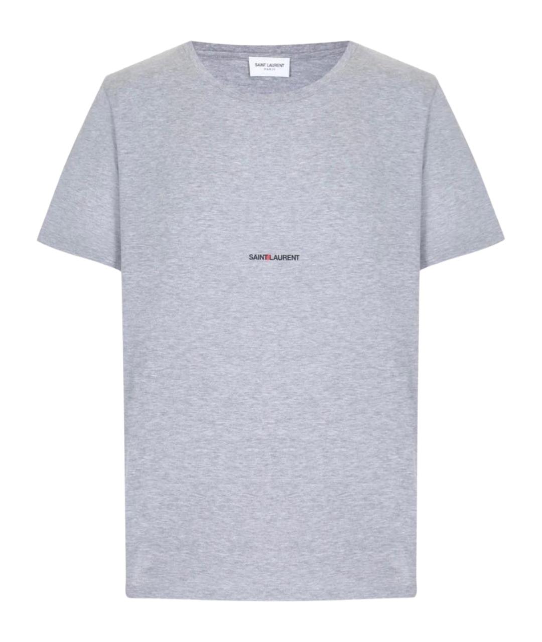 SAINT LAURENT Серая хлопковая футболка, фото 1