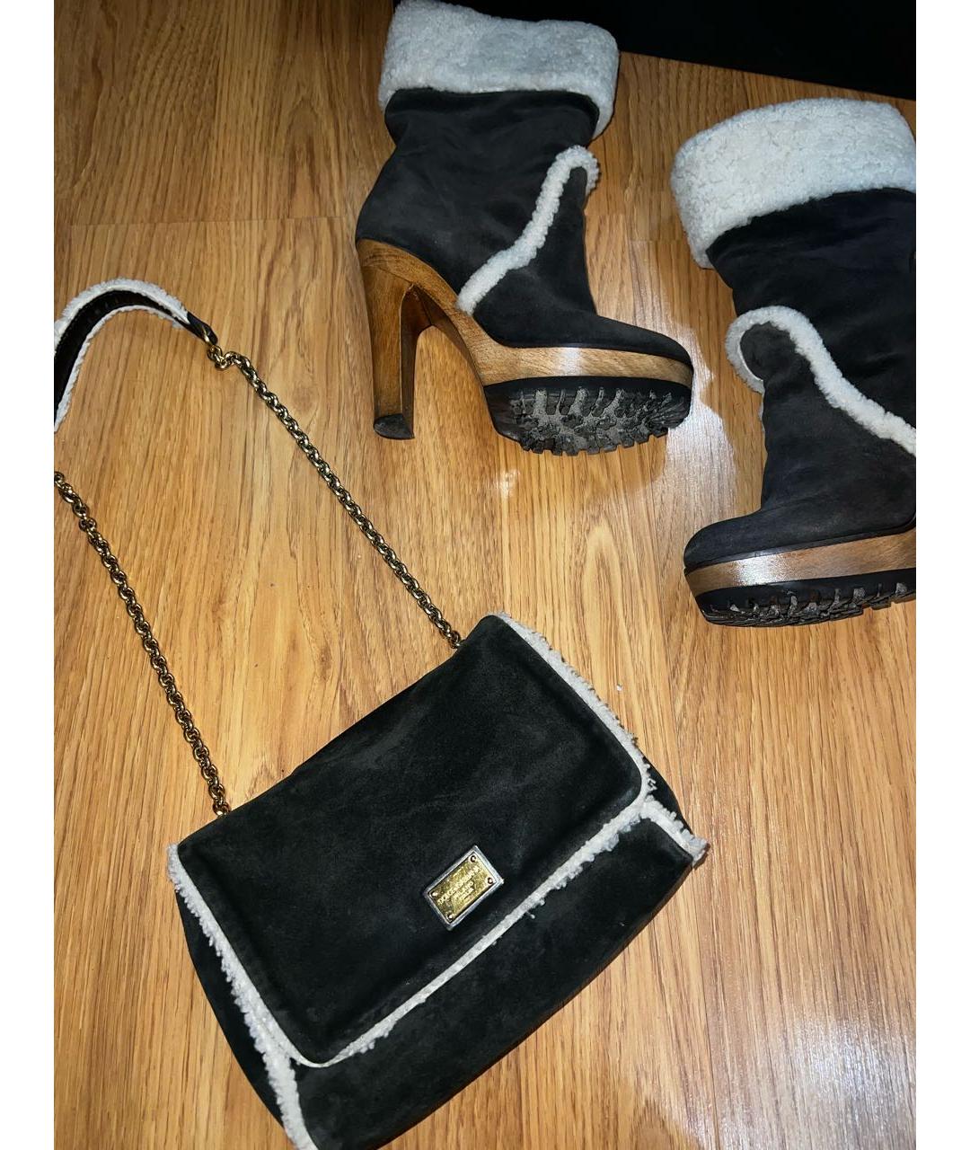 DOLCE&GABBANA Темно-синие замшевые ботильоны, фото 6