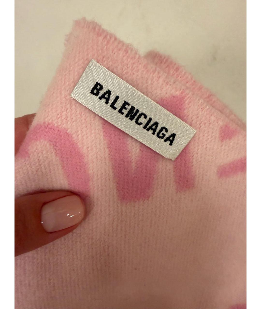 BALENCIAGA Розовый шерстяной шарф, фото 4
