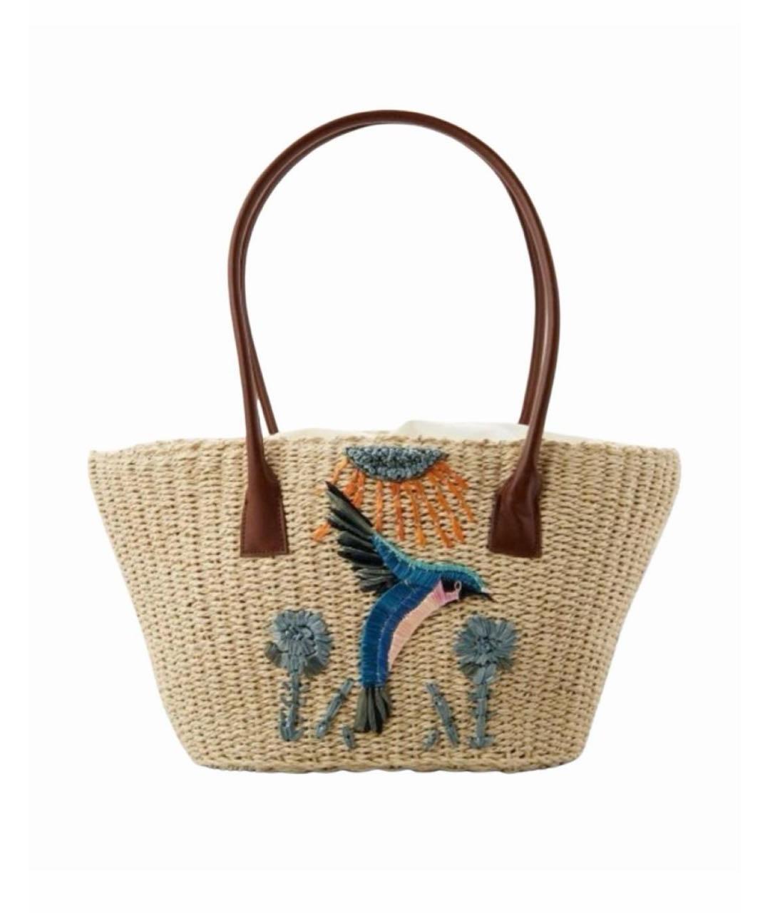 MAX&CO Бежевая пелетеная пляжная сумка, фото 1