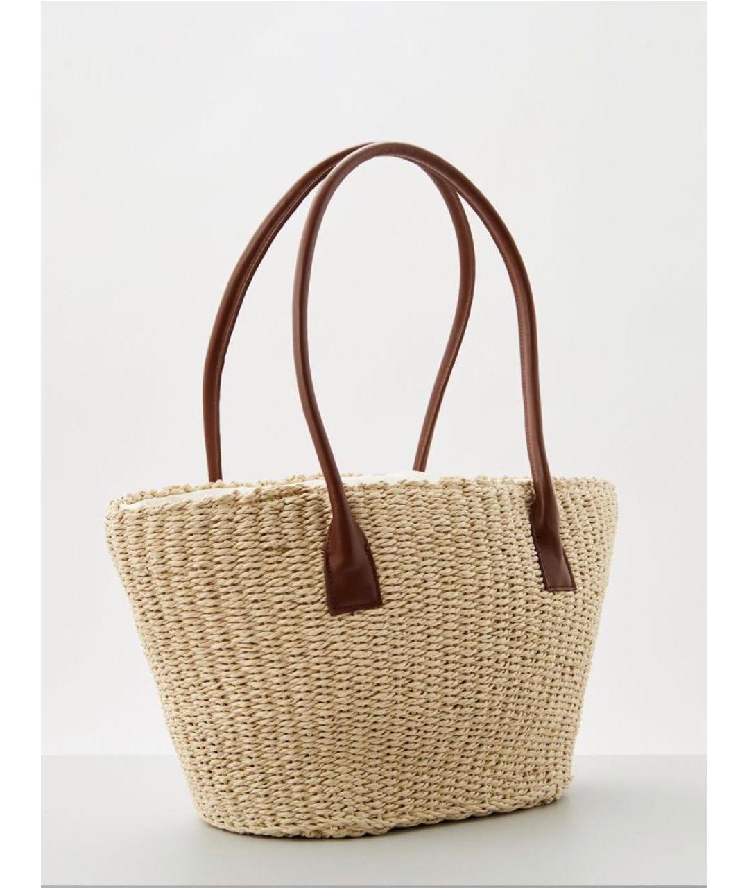 MAX&CO Бежевая пелетеная пляжная сумка, фото 2