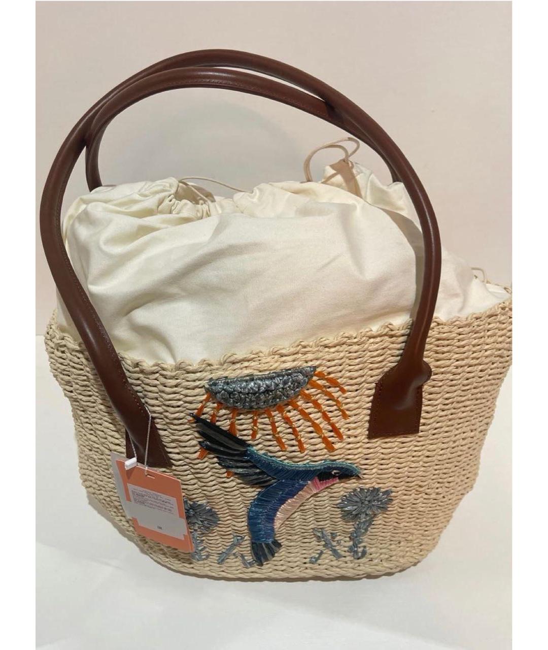 MAX&CO Бежевая пелетеная пляжная сумка, фото 7