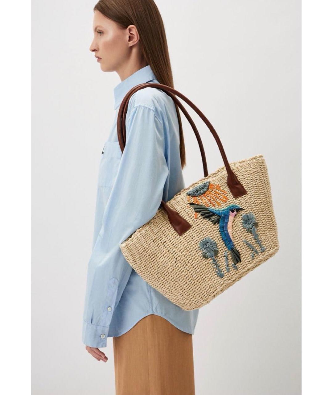 MAX&CO Бежевая пелетеная пляжная сумка, фото 5