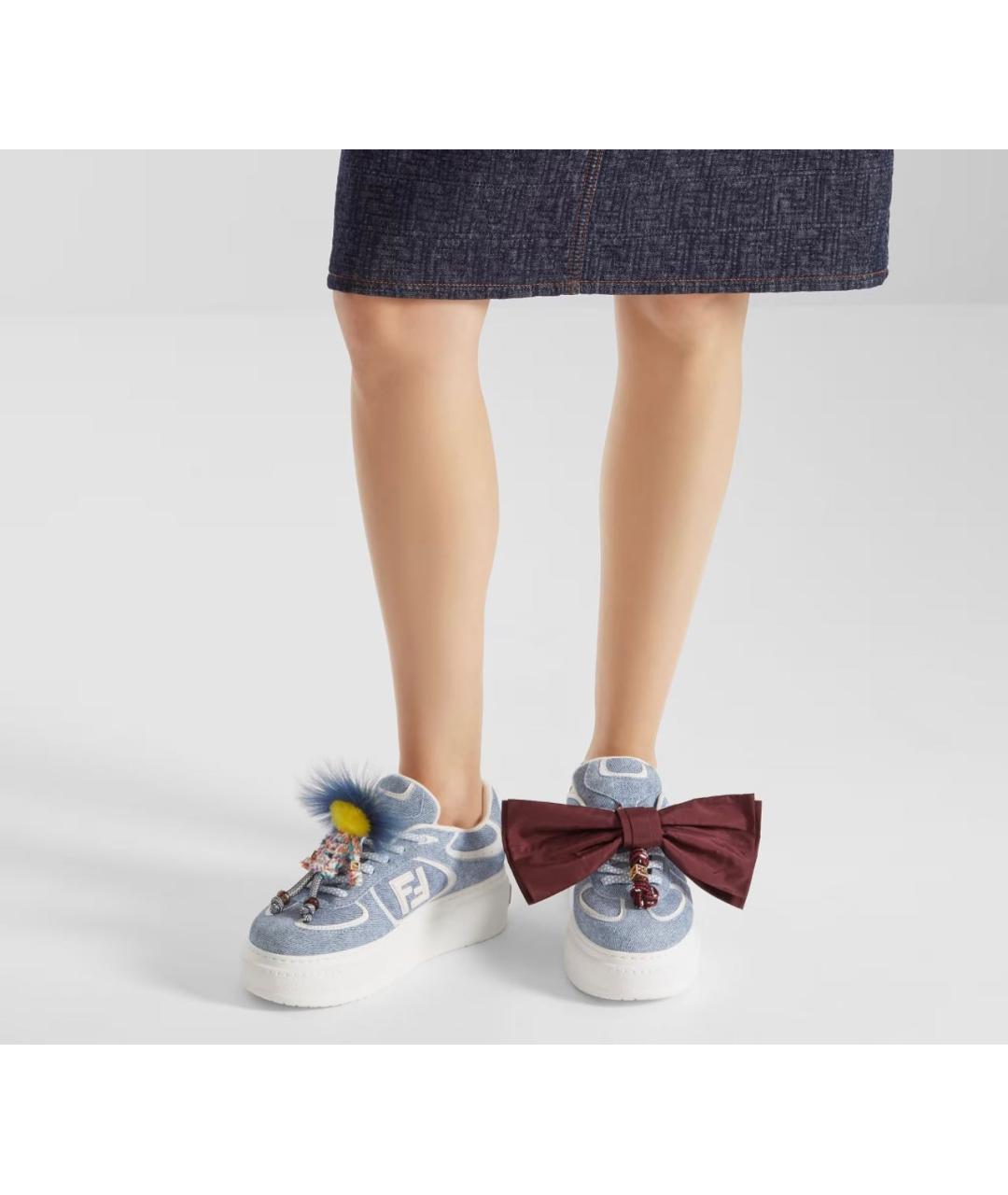 FENDI Голубые текстильные кеды, фото 6