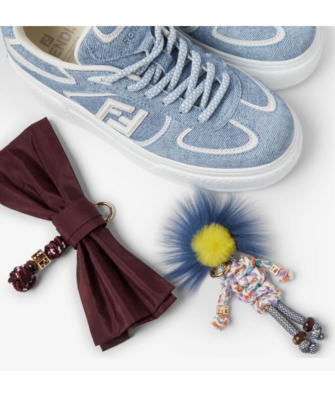 FENDI Голубые текстильные кеды, фото 5