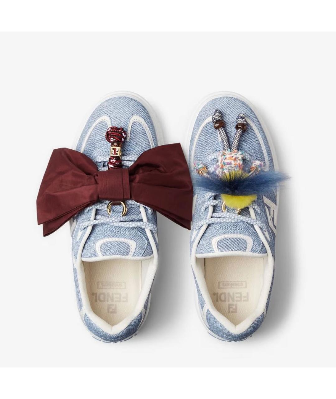 FENDI Голубые текстильные кеды, фото 4