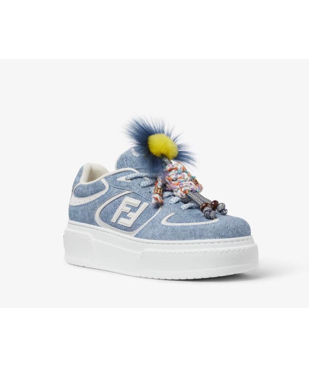 FENDI Голубые текстильные кеды, фото 2