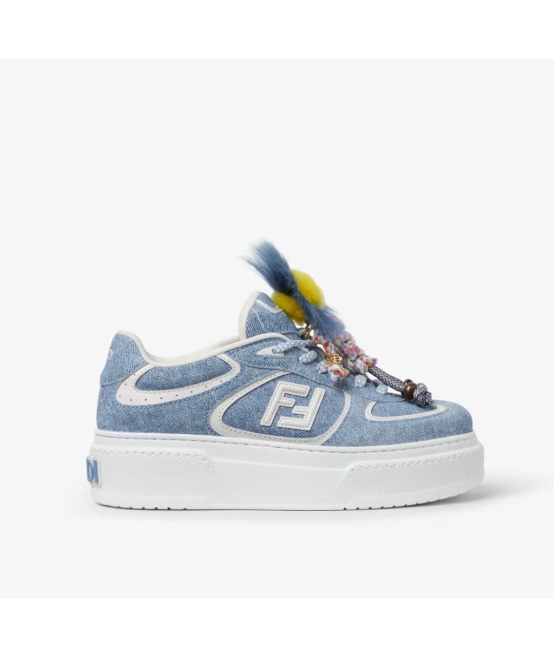 FENDI Голубые текстильные кеды, фото 7
