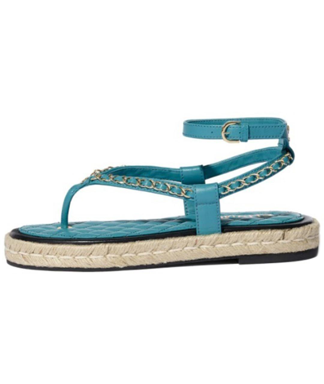 CHANEL Голубые сандалии, фото 4