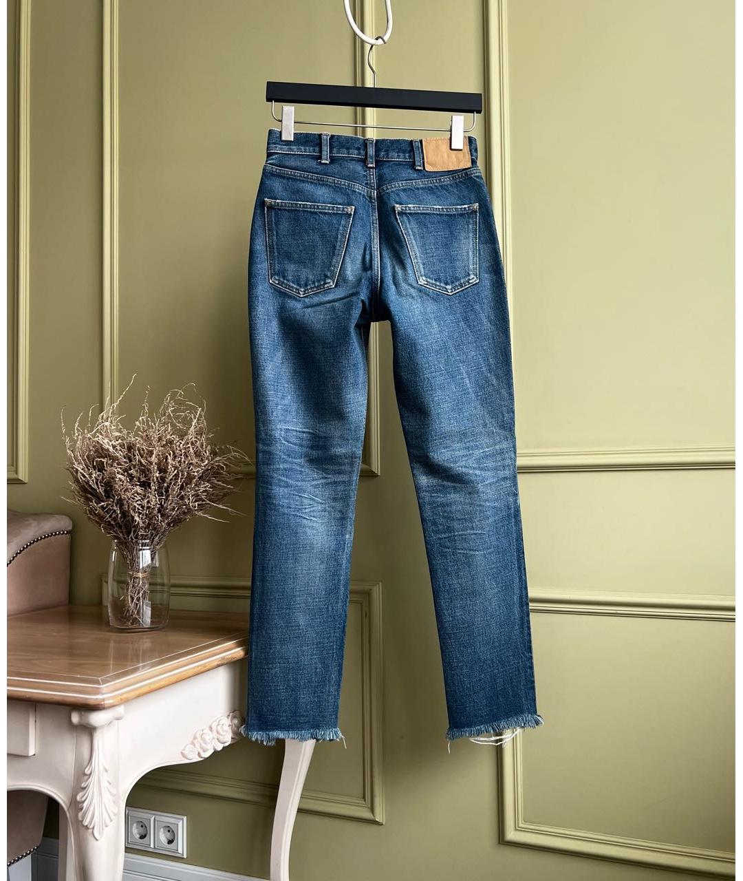 CELINE Синие хлопковые прямые джинсы, фото 5