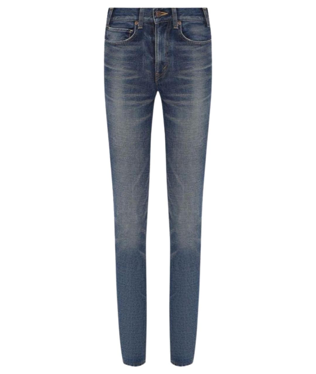 CELINE Синие хлопковые прямые джинсы, фото 1