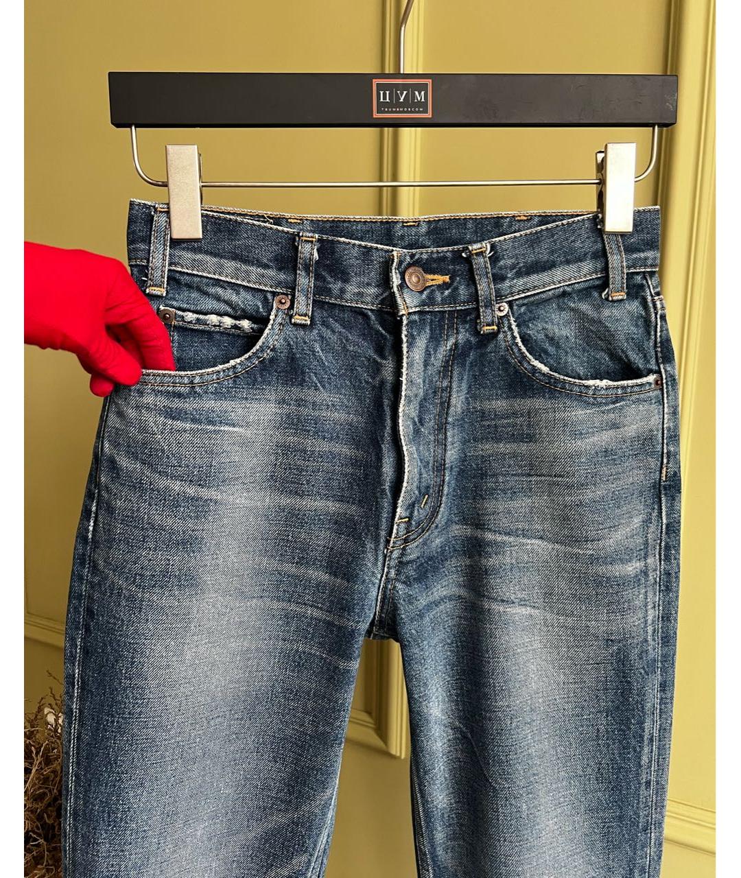 CELINE Синие хлопковые прямые джинсы, фото 3
