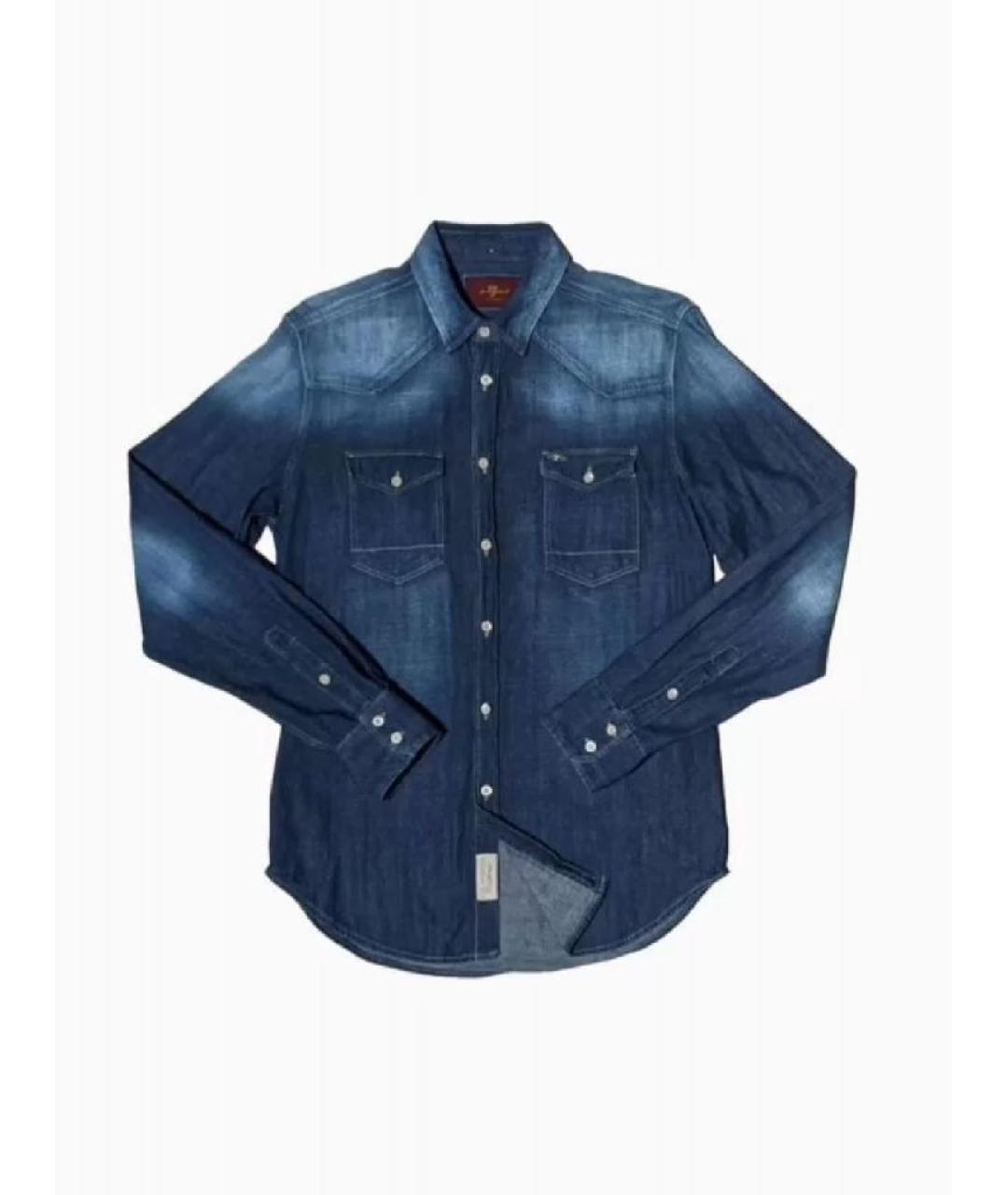 7 FOR ALL MANKIND Синяя хлопковая кэжуал рубашка, фото 9