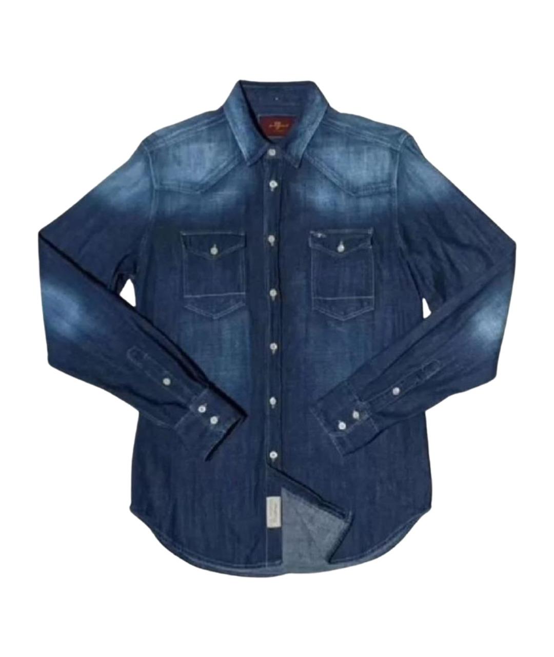 7 FOR ALL MANKIND Синяя хлопковая кэжуал рубашка, фото 1