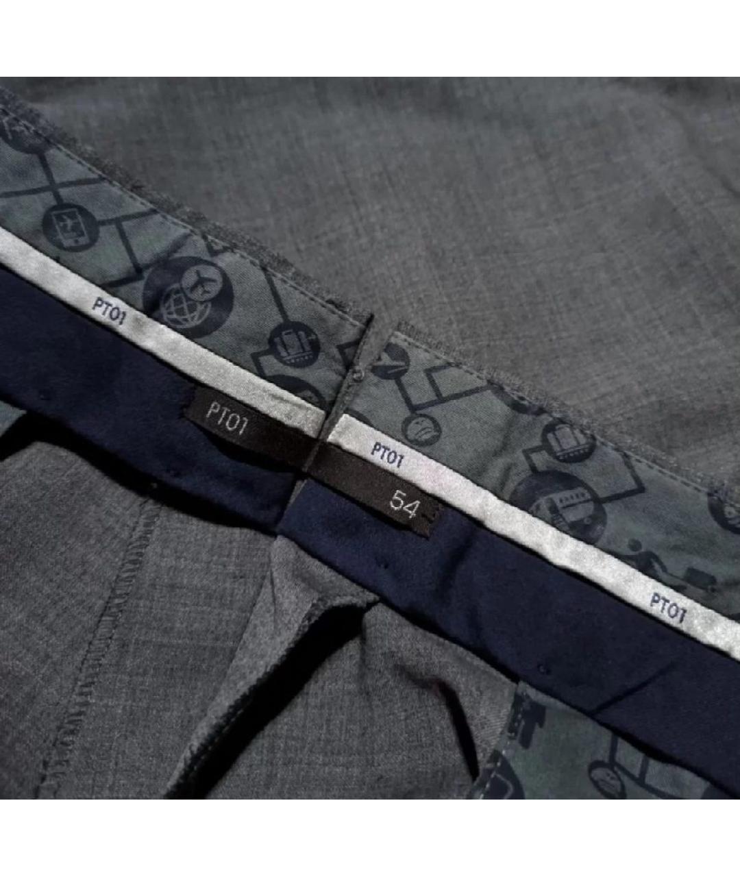 PT TORINO Серые шерстяные классические брюки, фото 6