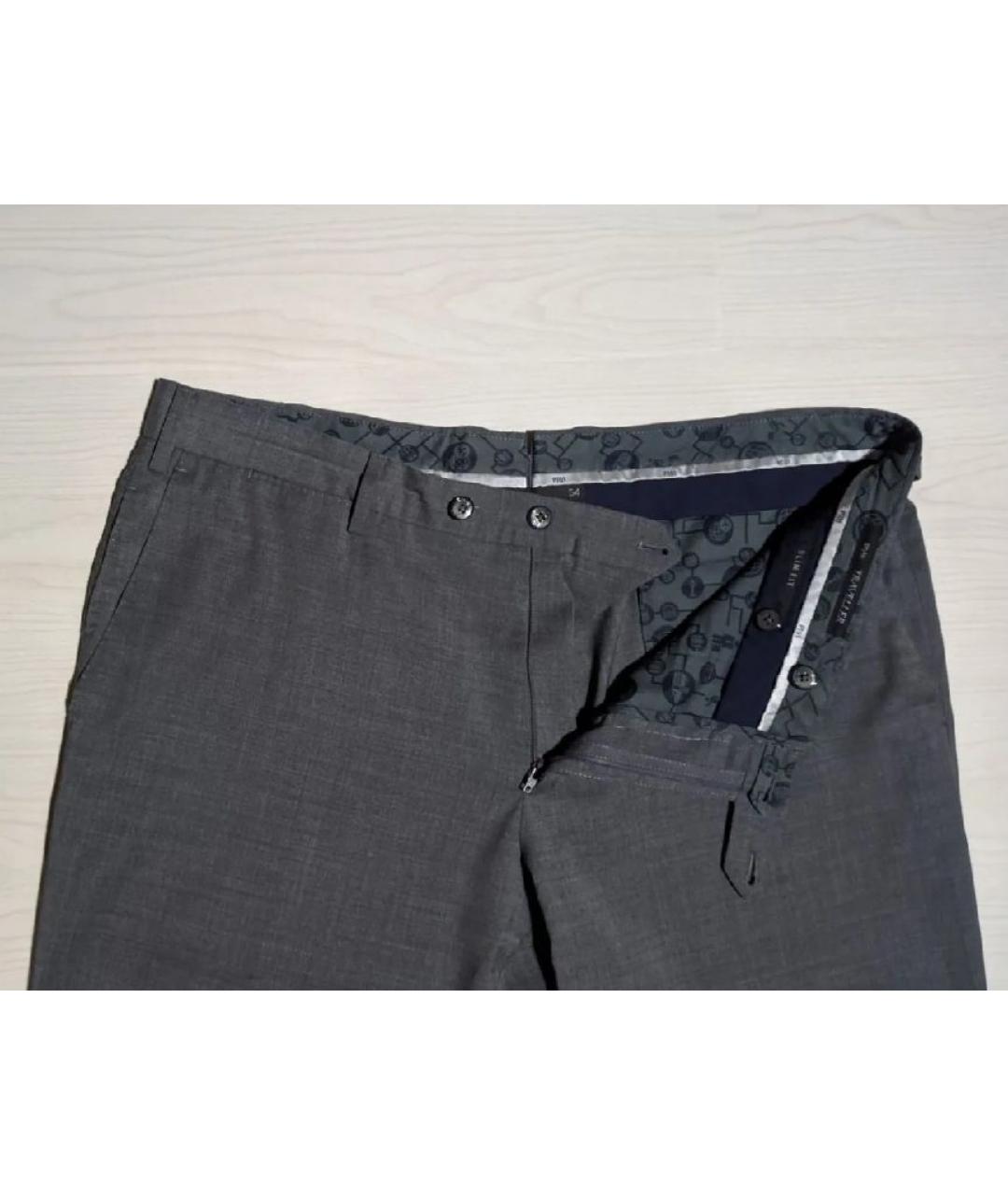 PT TORINO Серые шерстяные классические брюки, фото 3