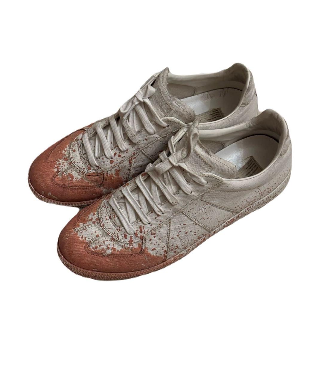 MAISON MARGIELA Белые текстильные низкие кроссовки / кеды, фото 8