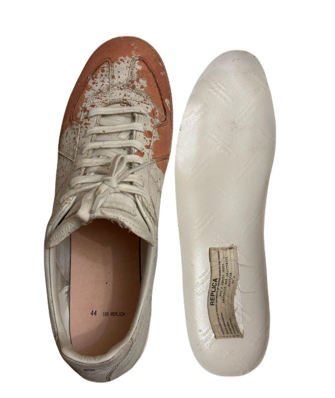 MAISON MARGIELA Белые текстильные низкие кроссовки / кеды, фото 5