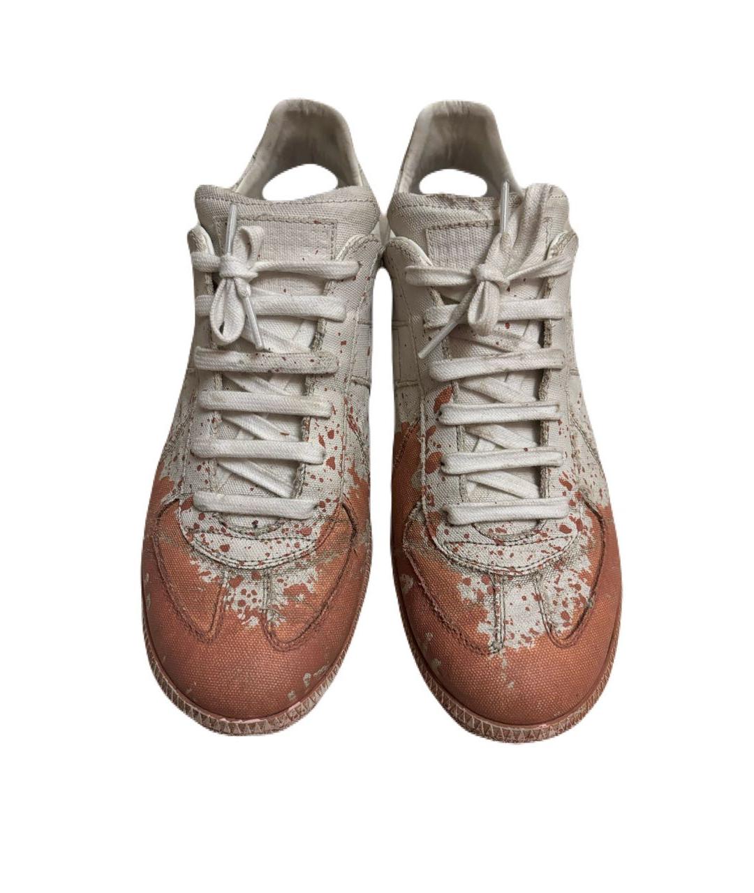 MAISON MARGIELA Белые текстильные низкие кроссовки / кеды, фото 2