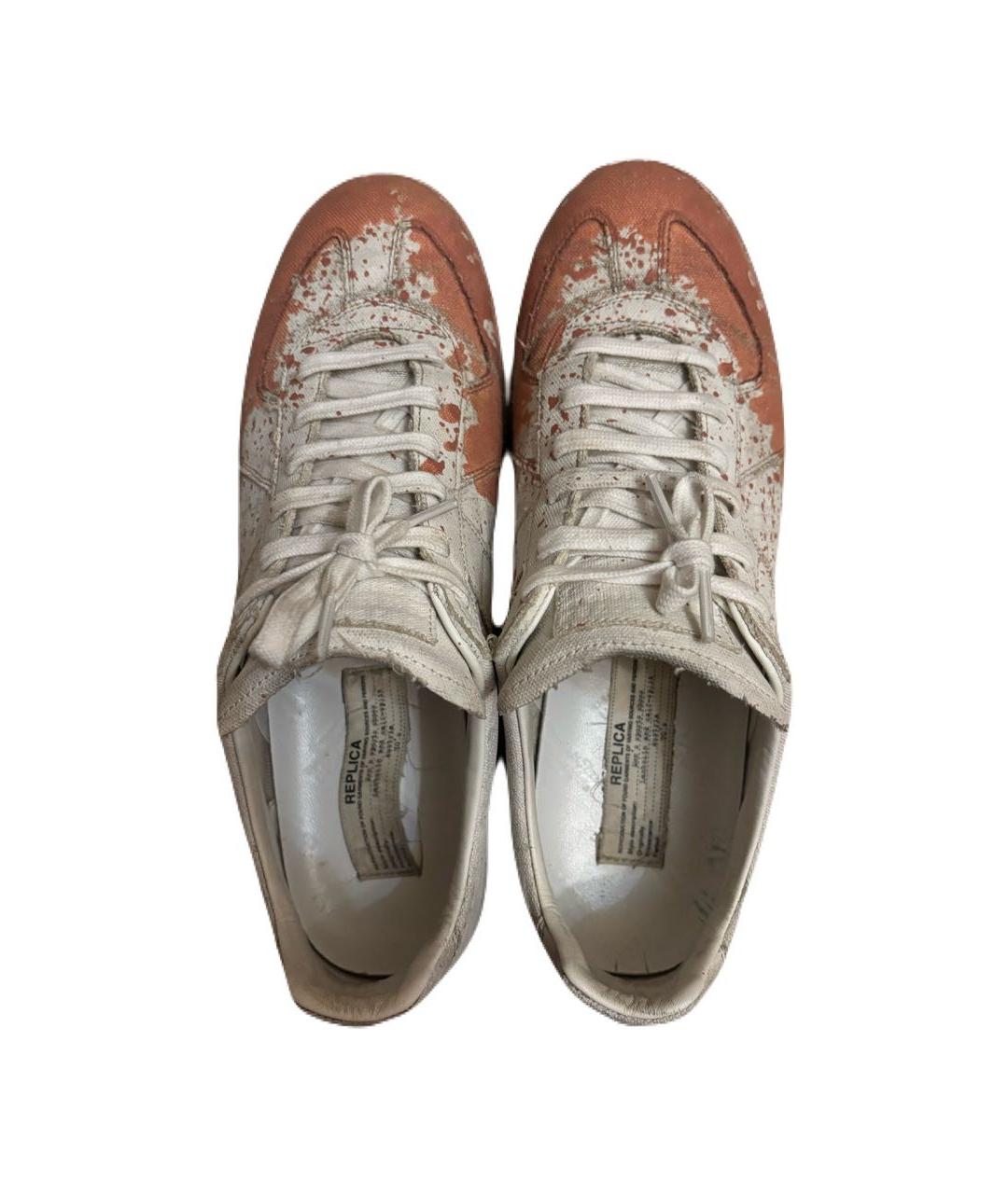 MAISON MARGIELA Белые текстильные низкие кроссовки / кеды, фото 3