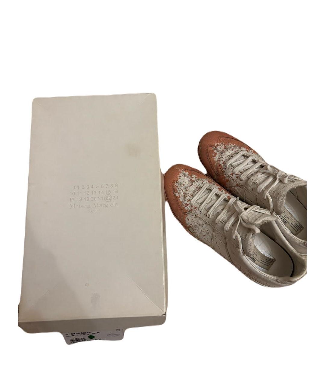 MAISON MARGIELA Белые текстильные низкие кроссовки / кеды, фото 6