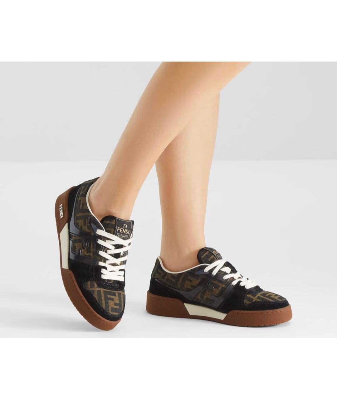 FENDI Коричневые кожаные кеды, фото 5